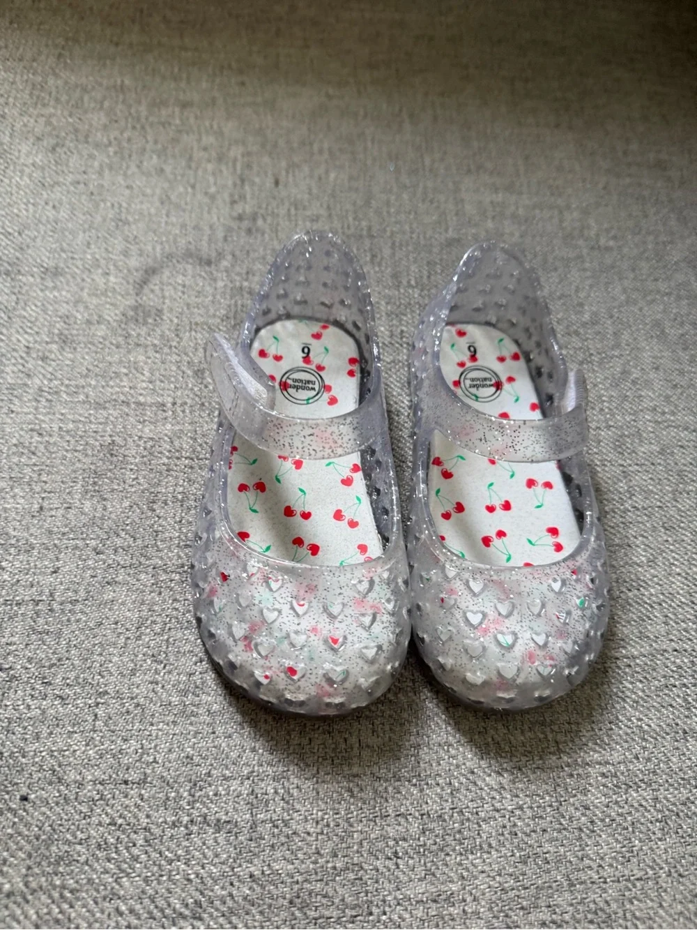 wonder nation Clear Sparkle Jelly Mary Janes with Cherry Insole